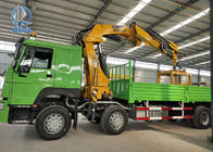 8x4 Howo Lorry Truck Sidewall Cargo Truck met Kraan, Groene Kleur, 14t-de Kraan van de Gewrichtsboom